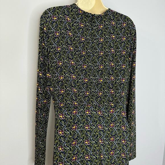 Brooks Brothers Violette-Print Navy Surplice Jersey Faux Wrap Jersey Dress M - Picture 9 of 12